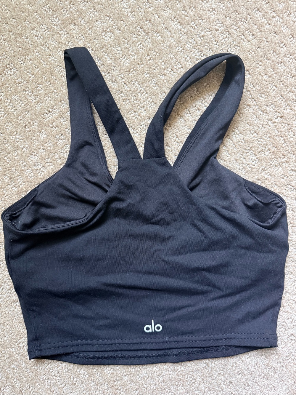 ALO Airbrush Real Bra Tank, Black, Size Small